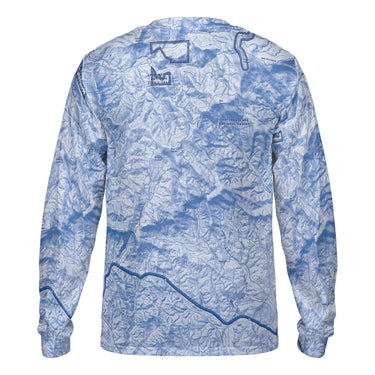 The Amicalola to Springer Mountain Sky Blue Long Sleeve Performance Tee