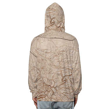 The Arches Mocha Brown Solid Map Hooded Performance Shirt