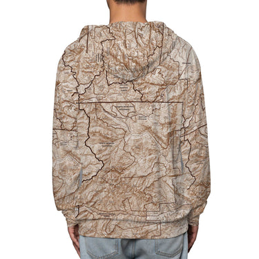 The Beartooth Mountains Mocha Brown Solid Map Hooded Performance Shirt