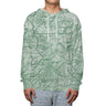 green hooded tee shirt with topographical map of the Beartooth Mountains