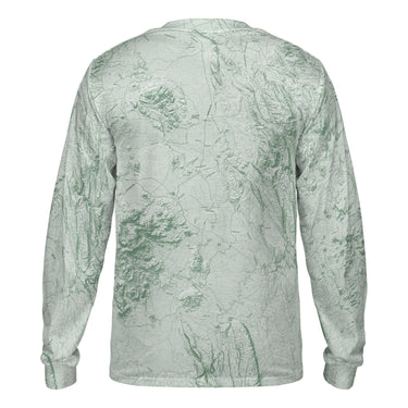 The Big Bend Sage Green Solid Map Long Sleeve Performance Tee