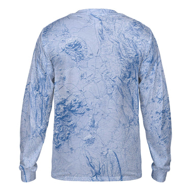The Big Bend Sky Blue Solid Map Long Sleeve Performance Tee