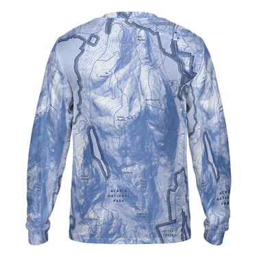 The Cadillac Mountain Sky Blue Solid Map Long Sleeve Performance Tee