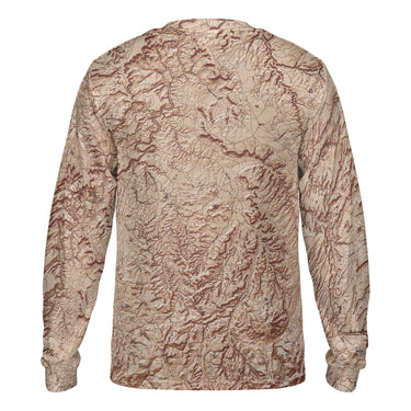 The Canyonlands Mocha Brown Solid Map Long Sleeve Performance Tee