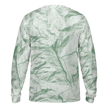 The Misty Fjords Sage Green Long Sleeve Performance Tee