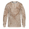 topographical map of the Guadalupe Mountians printed on a long sleeve tee shirt tinted in brown