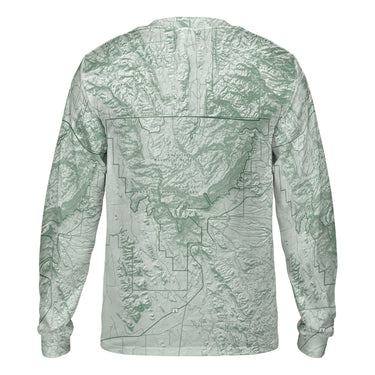 The Guadalupe Mountains Sage Green Solid Map Long Sleeve Performance Tee