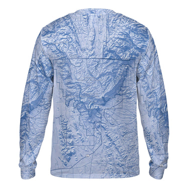 The Guadalupe Mountains Sky Blue Solid Map Long Sleeve Performance Tee