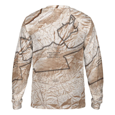 The McAfee Knob Mocha Brown Solid Map Long Sleeve Performance Tee