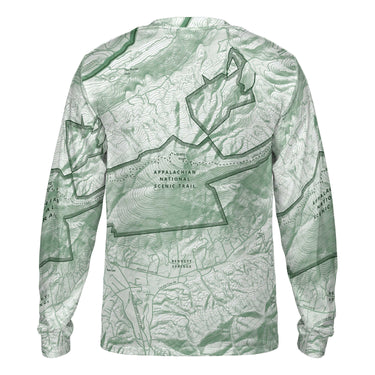 The McAfee Knob Sage Green Solid Map Long Sleeve Performance Tee