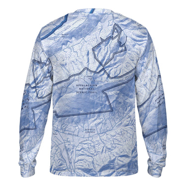 The McAfee Knob Sky Blue Solid Map Long Sleeve Performance Tee