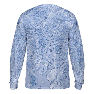 The Misty Fjords Sky Blue Long Sleeve Performance Tee
