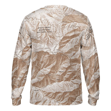 The Mount LeConte Mocha Brown Solid Map Long Sleeve Performance Tee