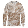 Long-sleeve shirt with topographic map design and 'Great Smoky Mountains National Park' text on a white background