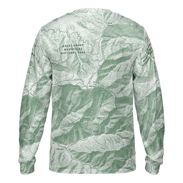 The Mount LeConte Sage Green Solid Map Long Sleeve Performance Tee