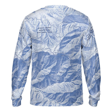 The Mount LeConte Sky Blue Solid Map Long Sleeve Performance Tee