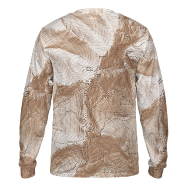 The Mount Mansfield Mocha Brown Solid Map Long Sleeve Performance Tee