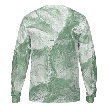 The Mount Mansfield Sage Green Solid Map Long Sleeve Performance Tee