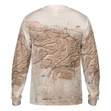The Olympic Mocha Brown Solid Map Long Sleeve Performance Tee