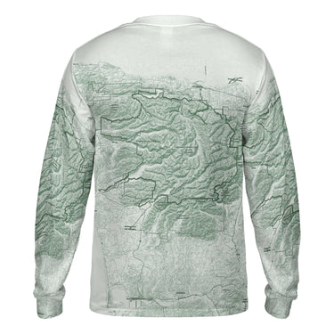 The Olympic Sage Green Solid Map Long Sleeve Performance Tee