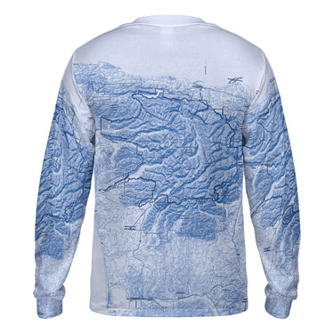 The Olympic Sky Blue Solid Map Long Sleeve Performance Tee