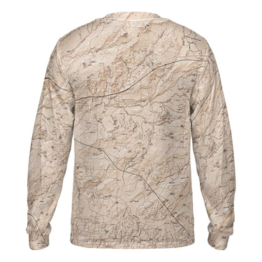 The Petrified Forest Mocha Brown Solid Map Long Sleeve Performance Tee