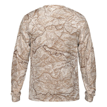The Rocky Mountain Mocha Brown Solid Map Long Sleeve Performance Tee