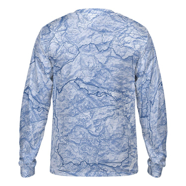 The Rocky Mountain Sky Blue Solid Map Long Sleeve Performance Tee