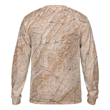 The Shenandoah Solid Map Mocha Brown Long Sleeve Performance Tee