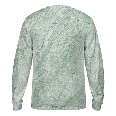 The Shenandoah Solid Map Sage Green Long Sleeve Performance Tee