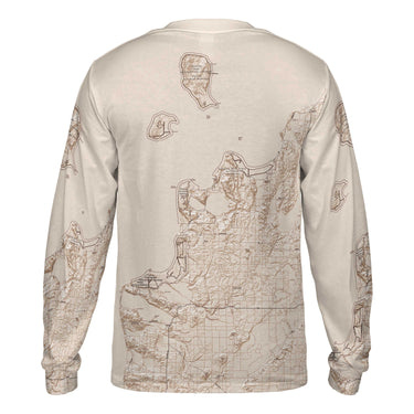 Sleeping Bear Dunes Mocha Brown Solid Map Long Sleeve Performance Tee