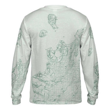Sleeping Bear Dunes Sage Green Solid Map Long Sleeve Performance Tee