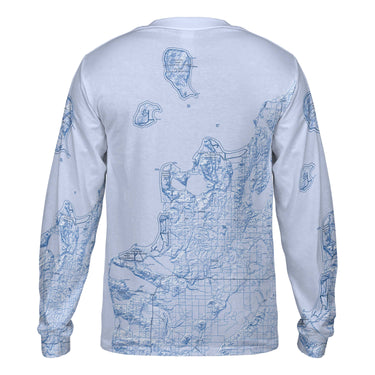 Sleeping Bear Dunes Sky Blue Solid Map Long Sleeve Performance Tee
