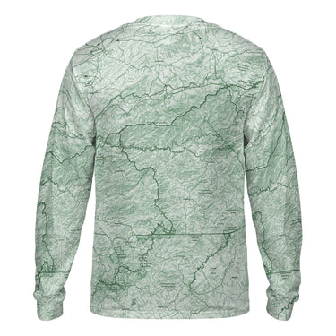 The Great Smoky Mountains Sage Green Solid Map Long Sleeve Performance Tee