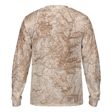 The Zion Mocha Brown Solid Map Long Sleeve Performance Tee