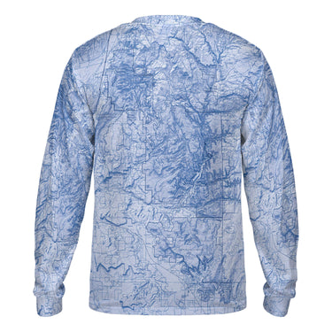 The Zion Sky Blue Solid Map Long Sleeve Performance Tee